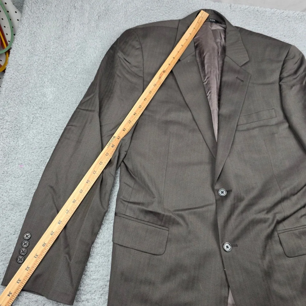 Jos A Bank Signature‎ Mens 44L Two Button Wool Suit Set Brown Herringbone 36x31